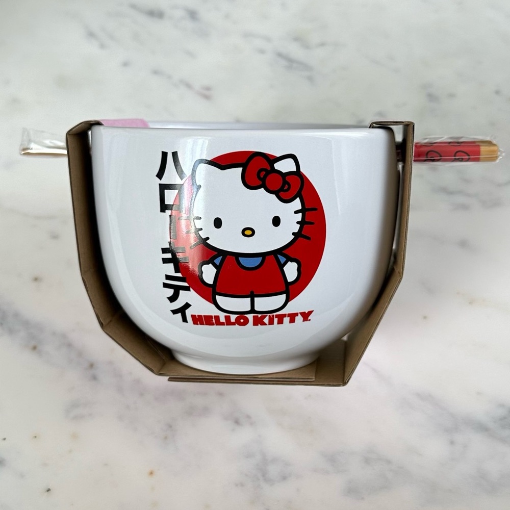 Hello Kitty Ramen Bowl w/ Chopsticks - Ceramic, 20 oz